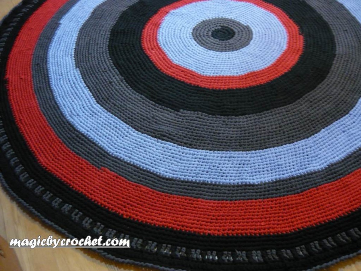 Large round rug, 8 ft Crocheted rug, Rag rug, Handmade rug, Bedroom rug